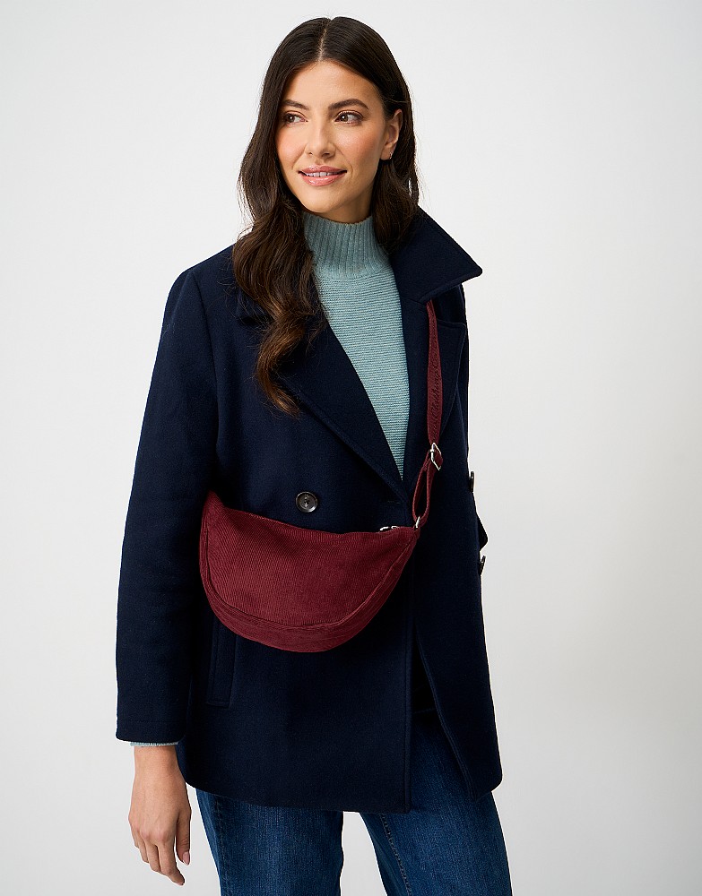 Corduroy Mini Half Moon Bag in Red