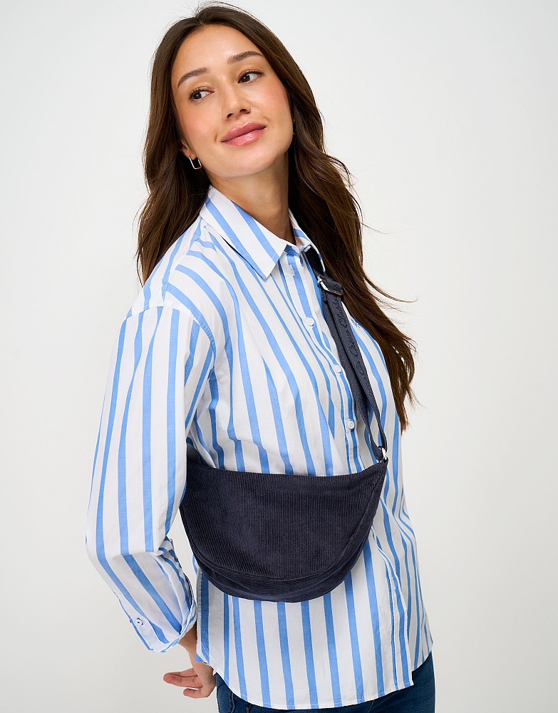 Corduroy Mini Half Moon Bag in Dark Navy