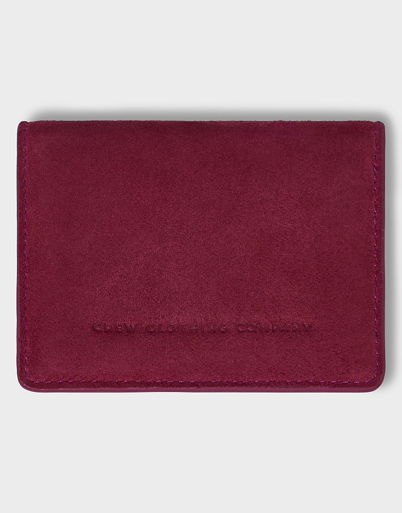Suede Card Holder in Cherry Red