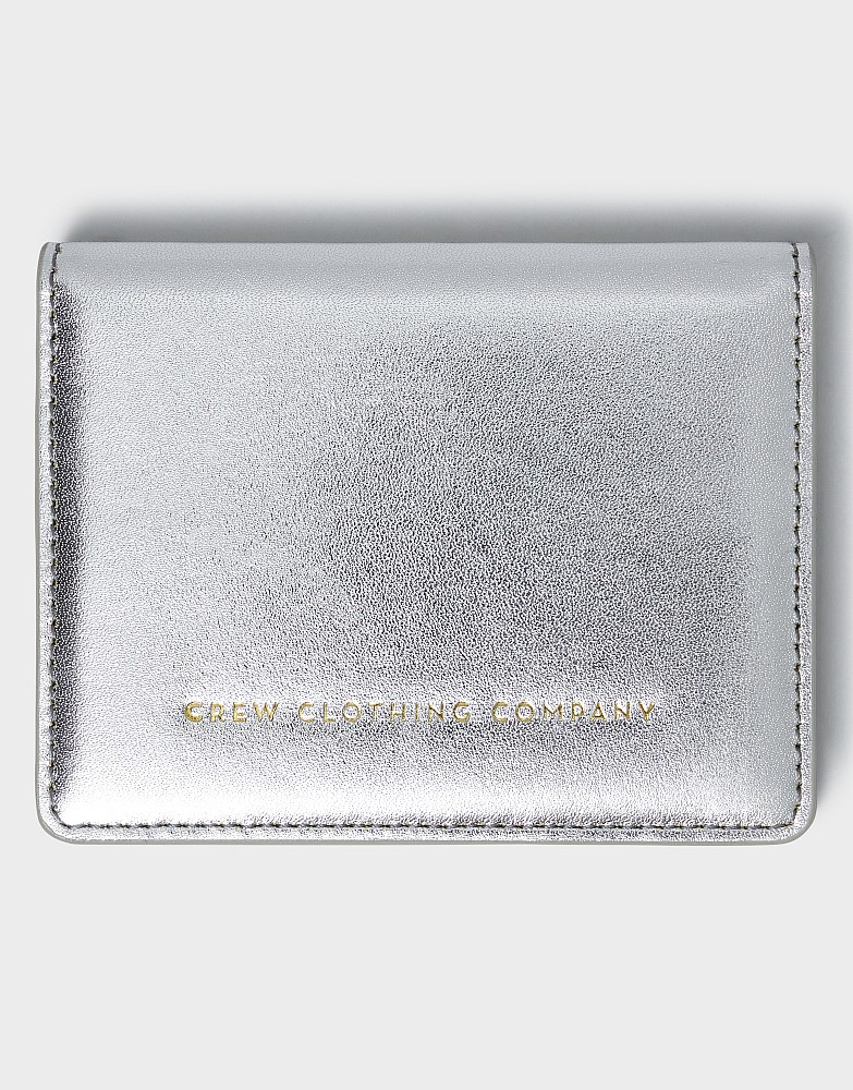 Metallic Leather Card Holder in Silver