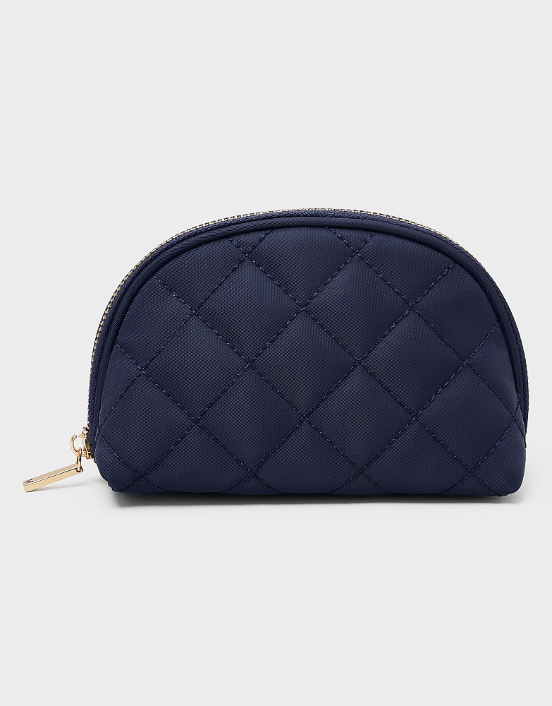 Nylon Half Moon Makeup Bag in Navy