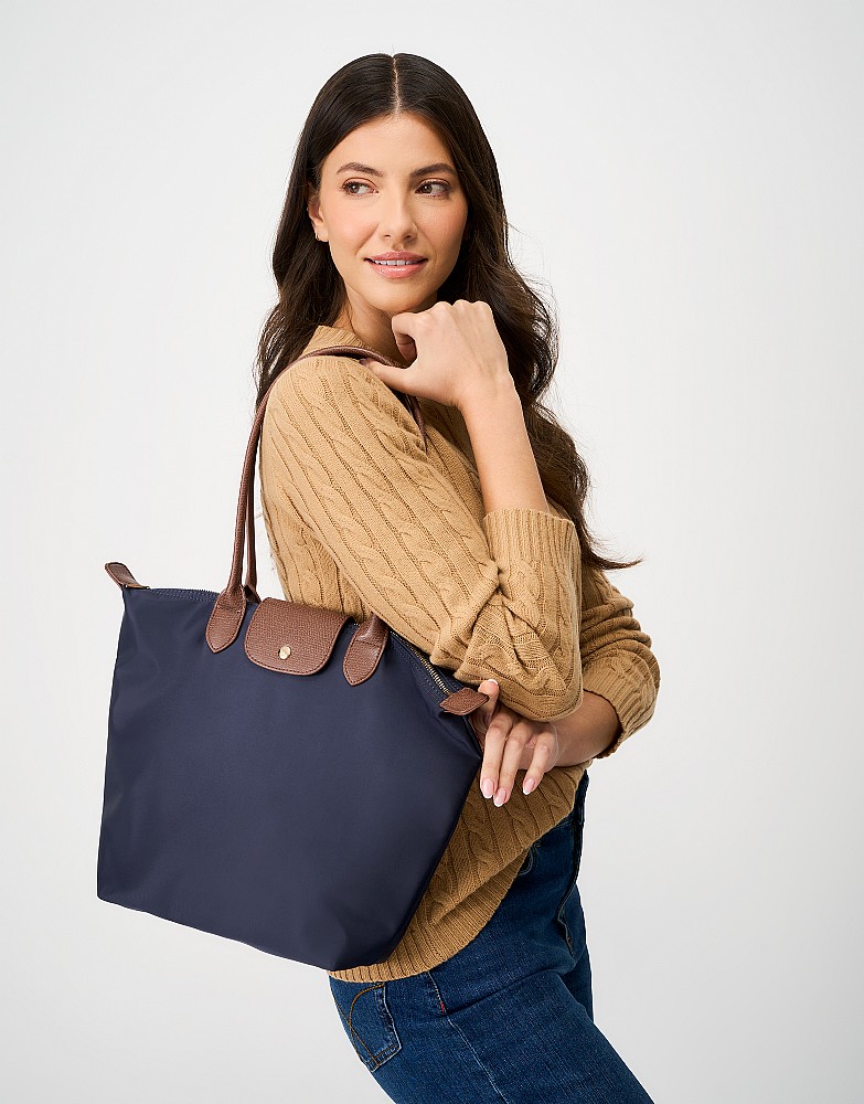 Classic Zip Top Nylon Tote Bag in Navy