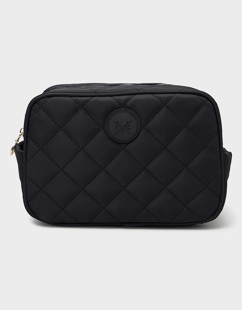Quilted Nylon Washbag in Black