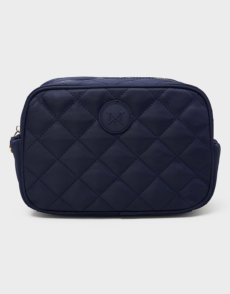 Quilted Nylon Washbag in Navy