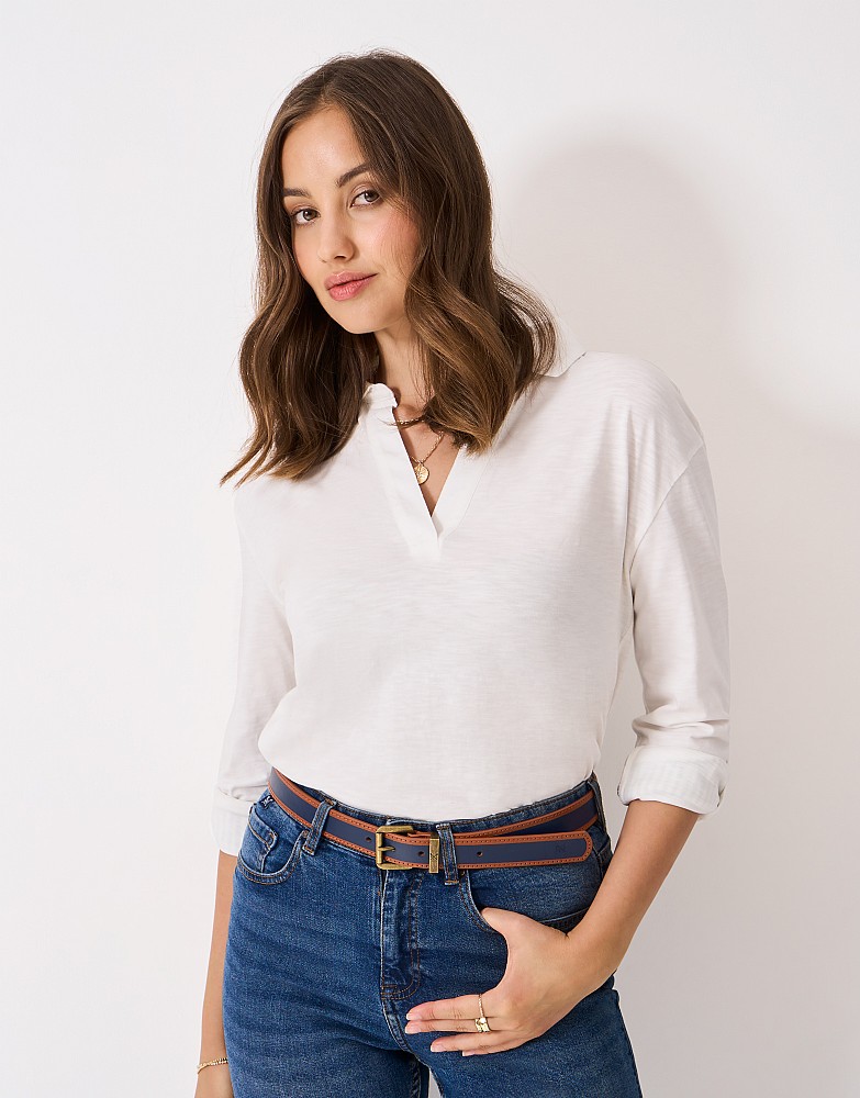 Contrast Binding Jeans Belt in Brown