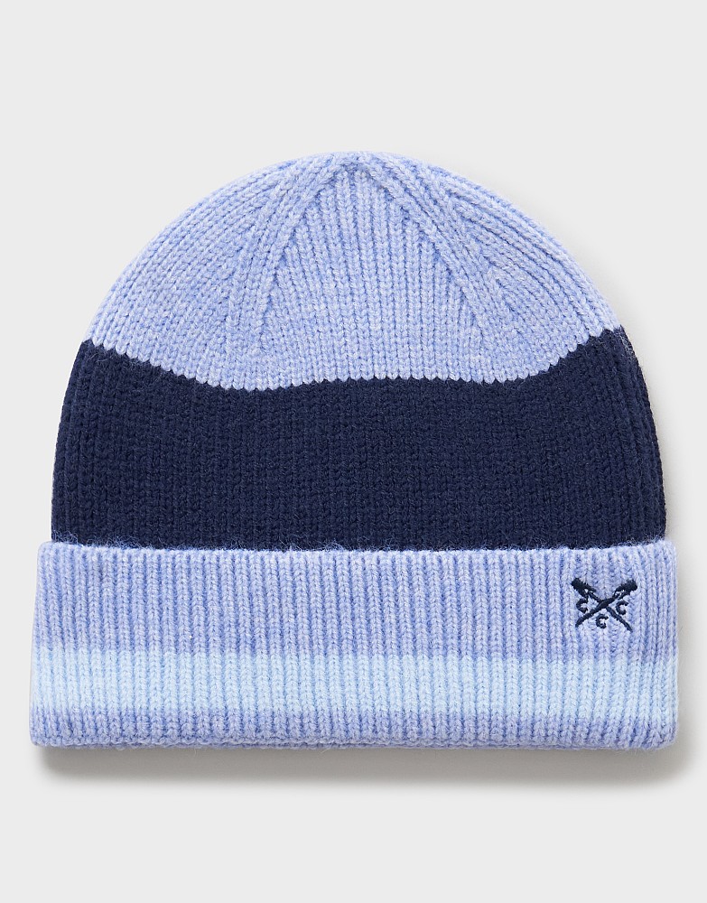 Colour Block Knit Hat in Purple and Navy