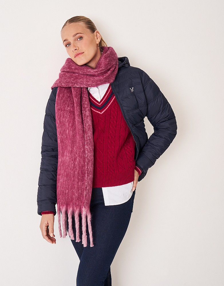 Two Tone Tassel Scarf in Red