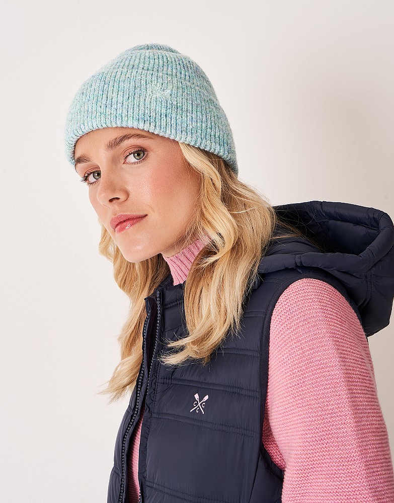 Space Dyed Knitted Hat in Blue Green