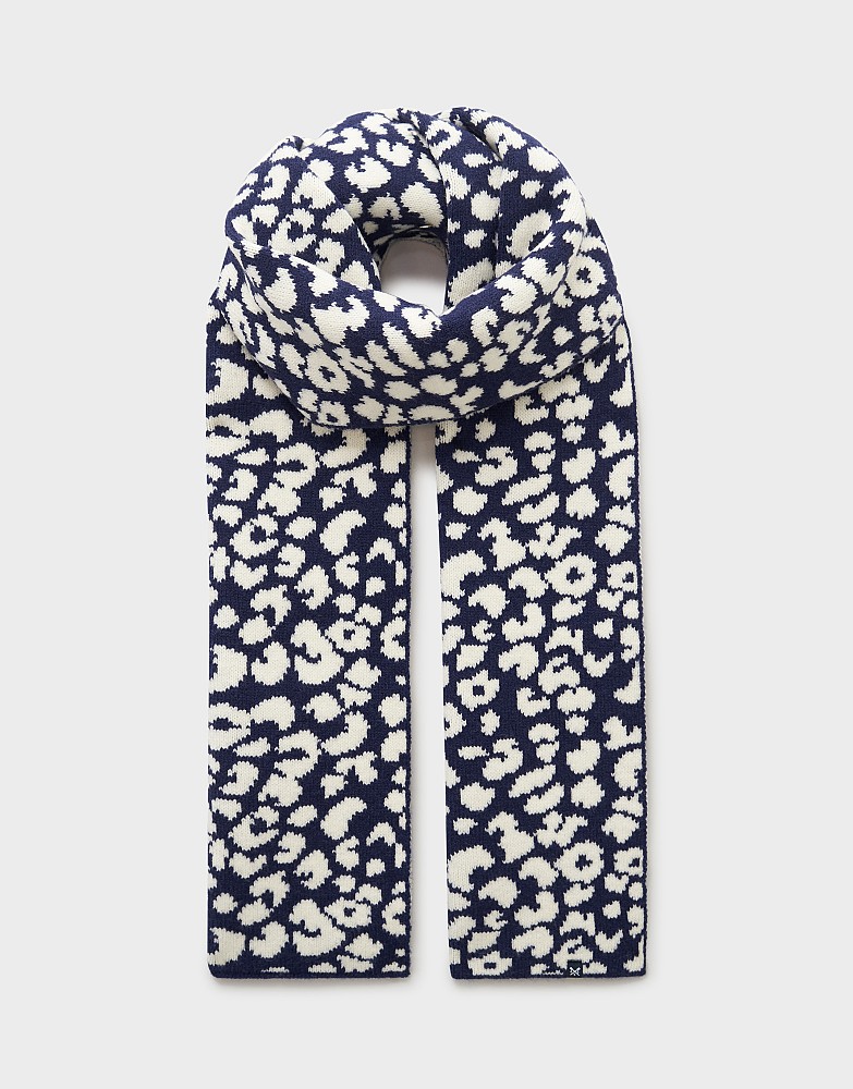 Leopard Scarf in Navy