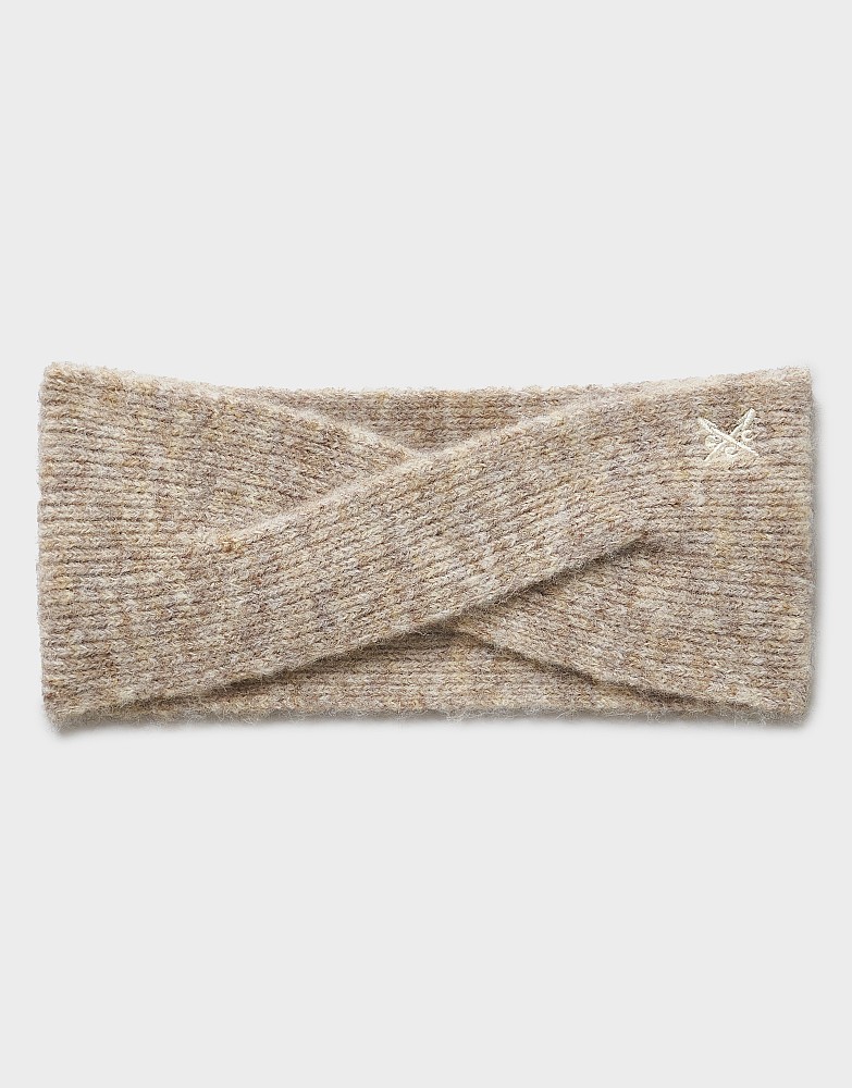 Space Dyed Knitted Headband in Oatmeal Beige
