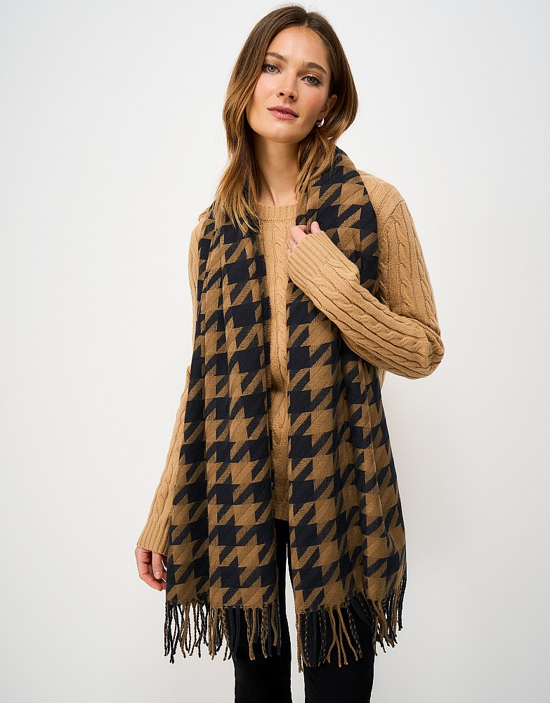 Houndstooth Jaquard Scarf in Brown