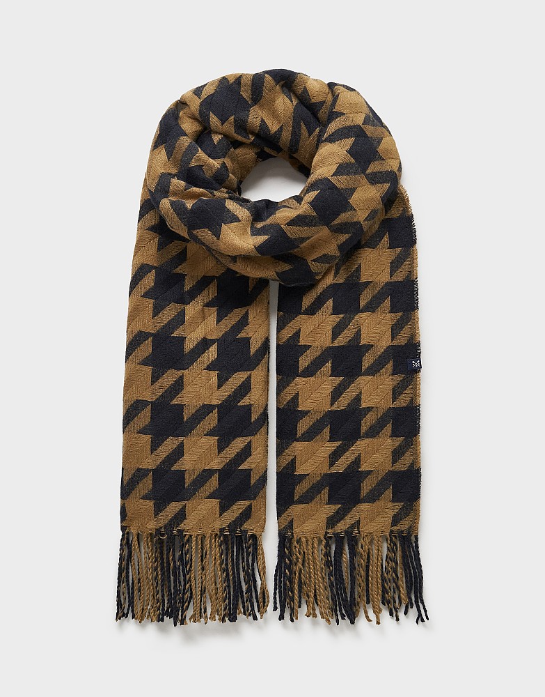 Houndstooth Jaquard Scarf in Brown from Crew Clothing Company