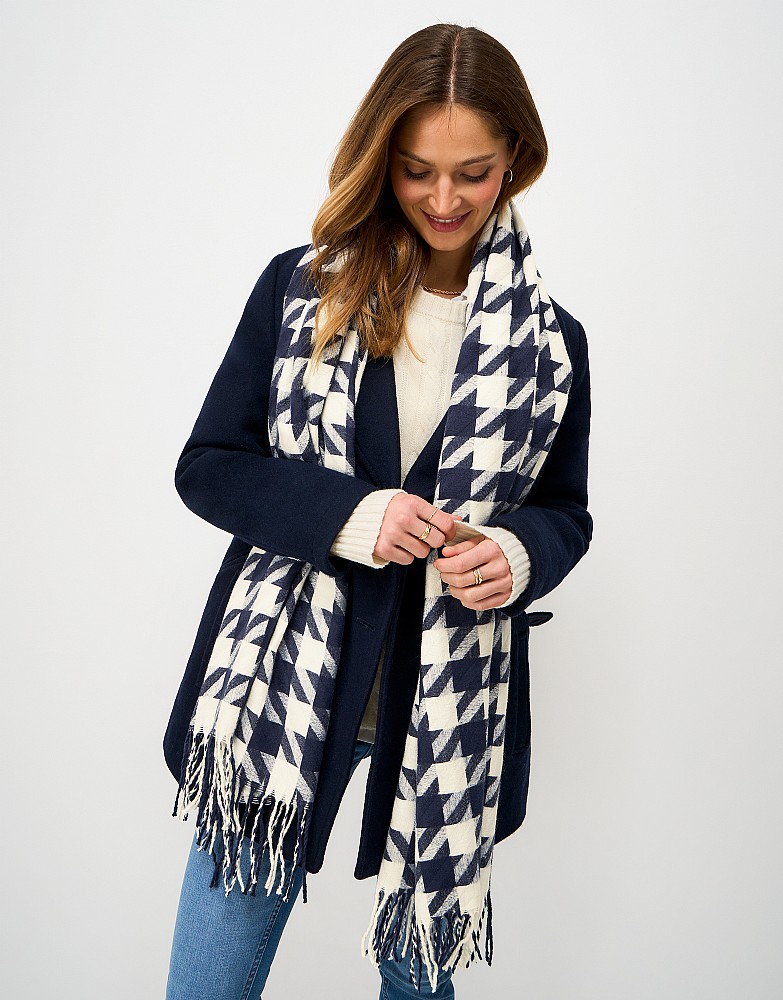Houndstooth Scarf in Navy