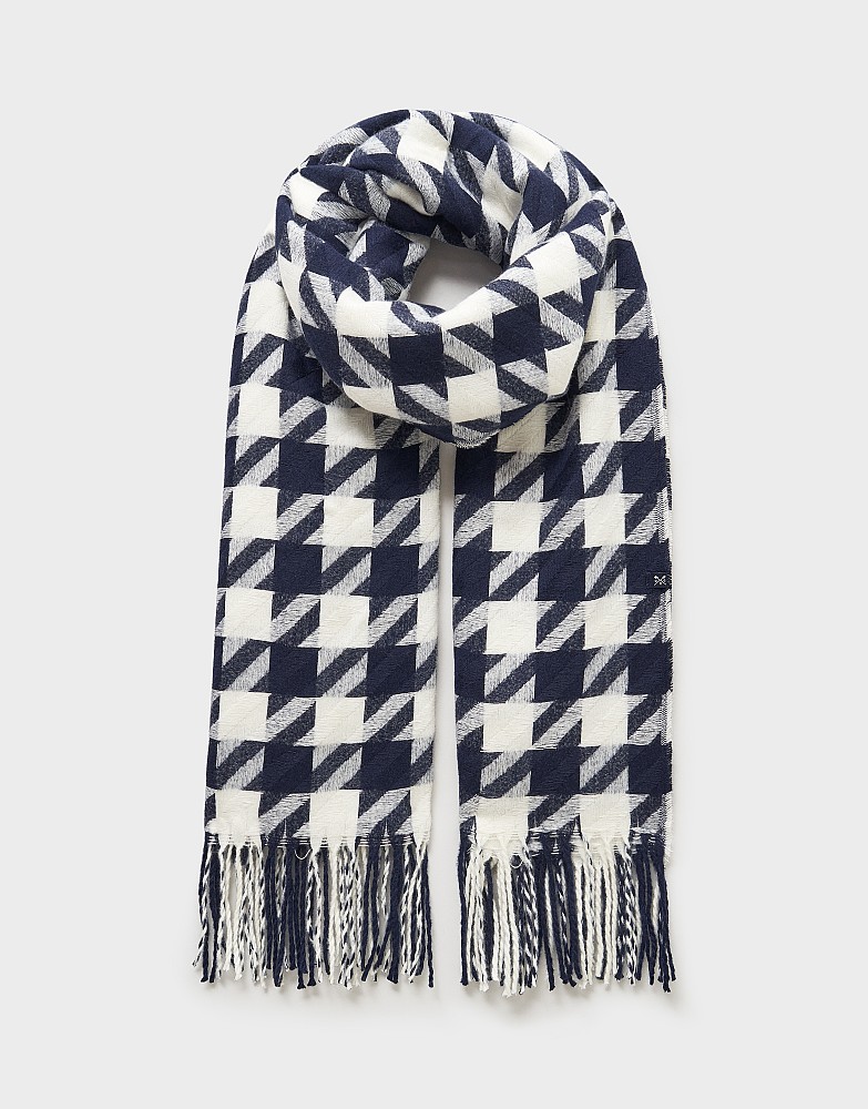Houndstooth Scarf in Navy from Crew Clothing Company