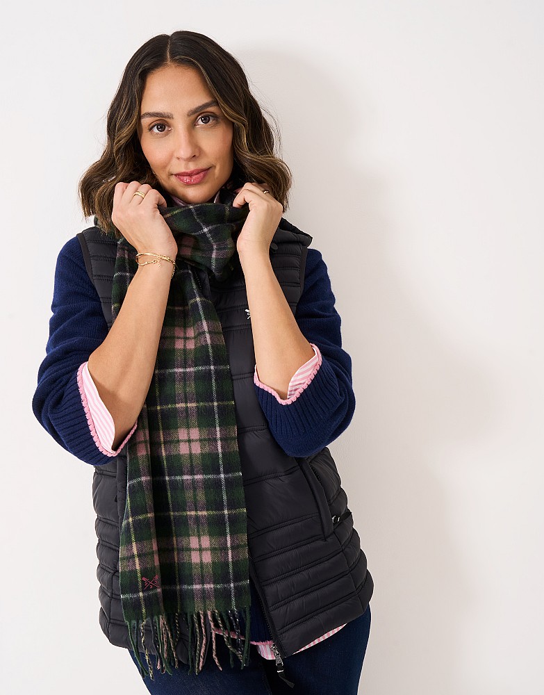 Wool Scarf in Green Check