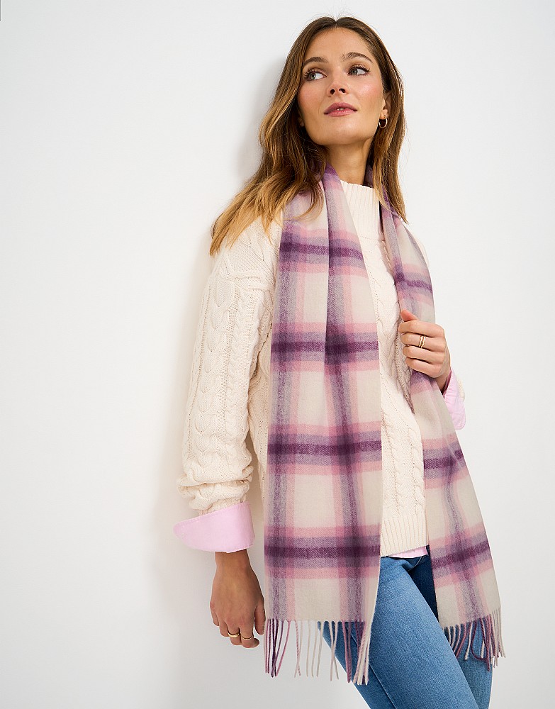 Wool Scarf in Pink & Lilac Check