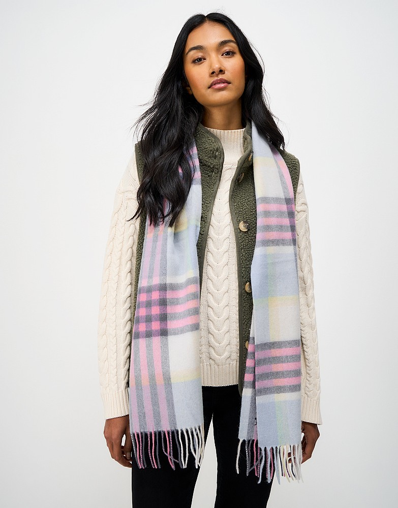 Wool Scarf in Pink & Blue Check