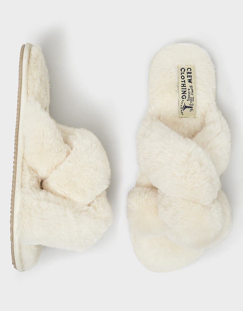 Twist Front Slipper in Off White