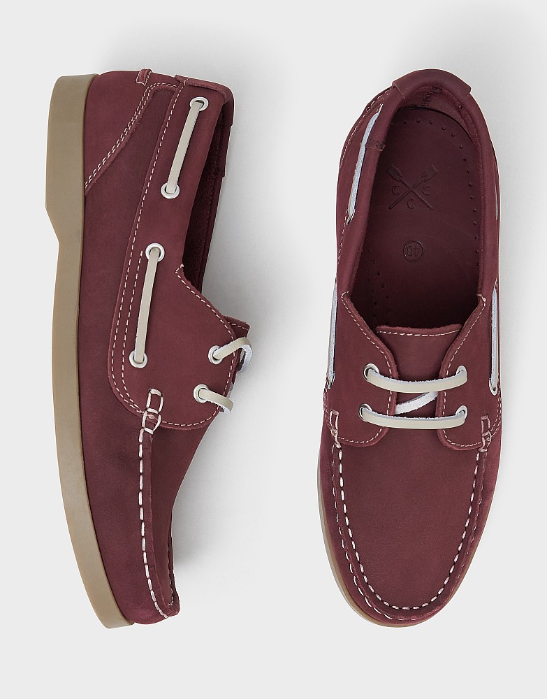 Aubrey Leather Deck Shoe in Burgundy