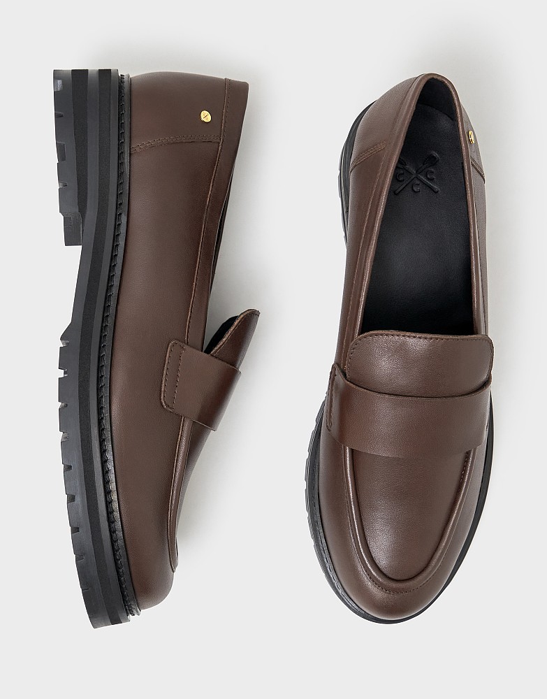 Chunky Leather Loafer in Chocolate Brown