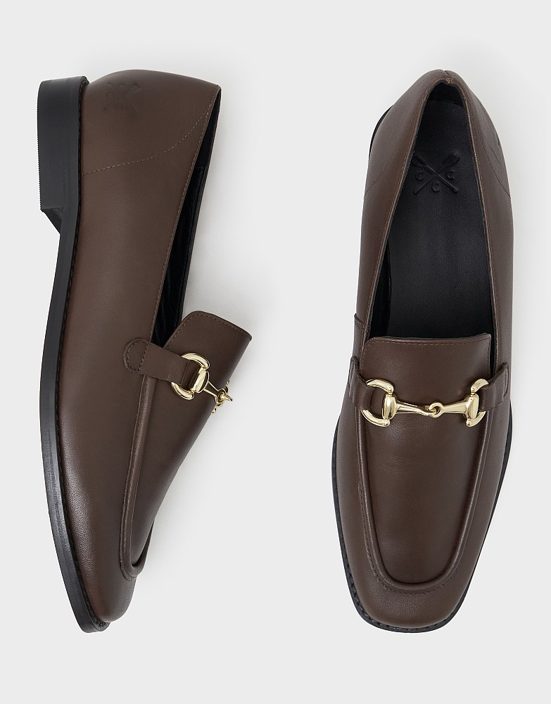 Leather Square Toe Loafer in Chocolate Brown