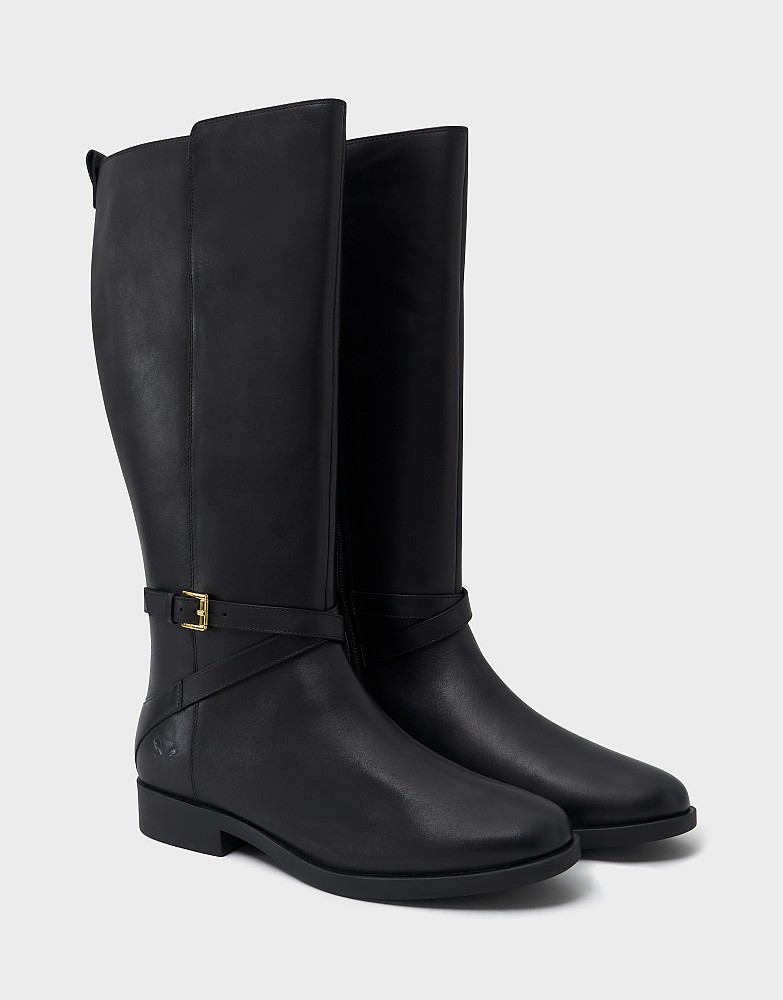Buckle Knee High Boot in Black