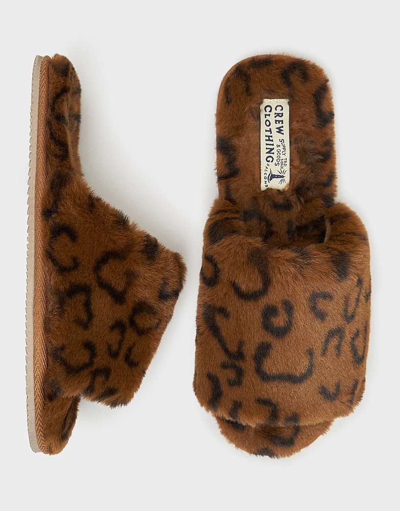 Borg Slipper in Beige Leopard Print