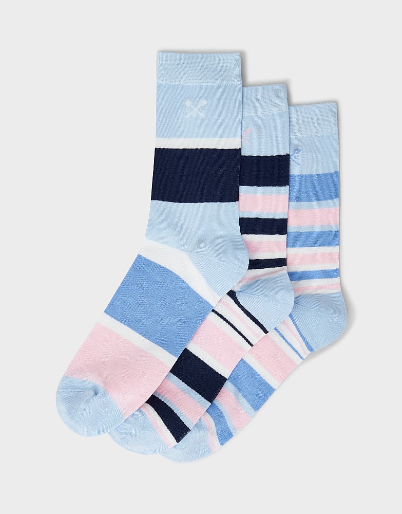 3-Pack Bamboo Socks in Blue, Pink & White