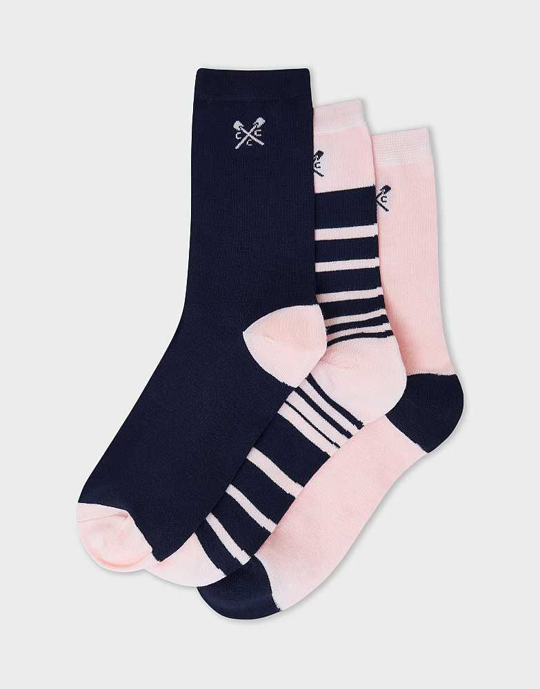 3-Pack Bamboo Socks in Dark Blue & Pink