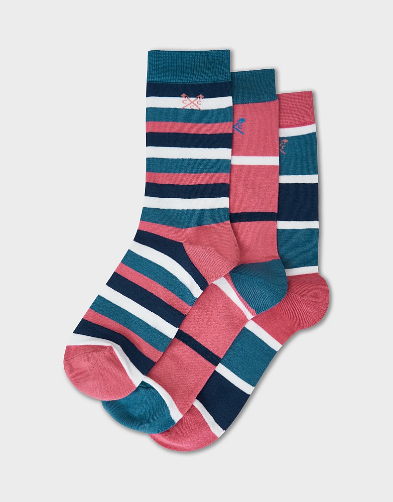 3-Pack Bamboo Socks in Pink, Blue & Navy