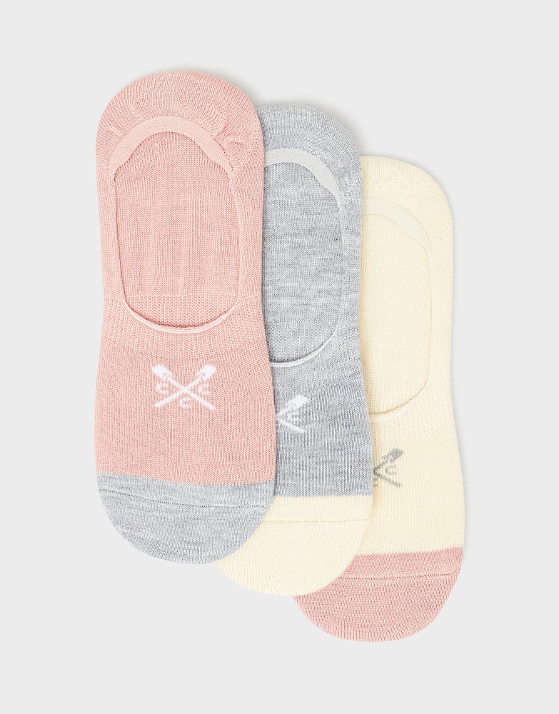 3 Pack Secret Socks in White Navy Stripe