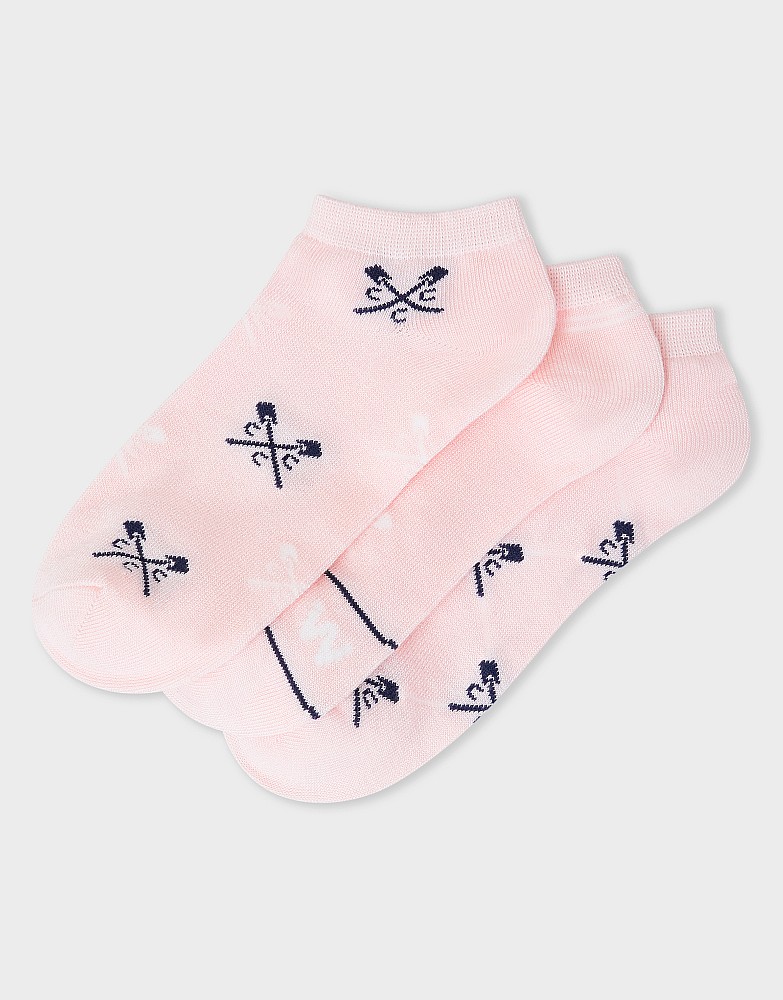 3-Pack Bamboo Trainer Socks in Light Pink Print