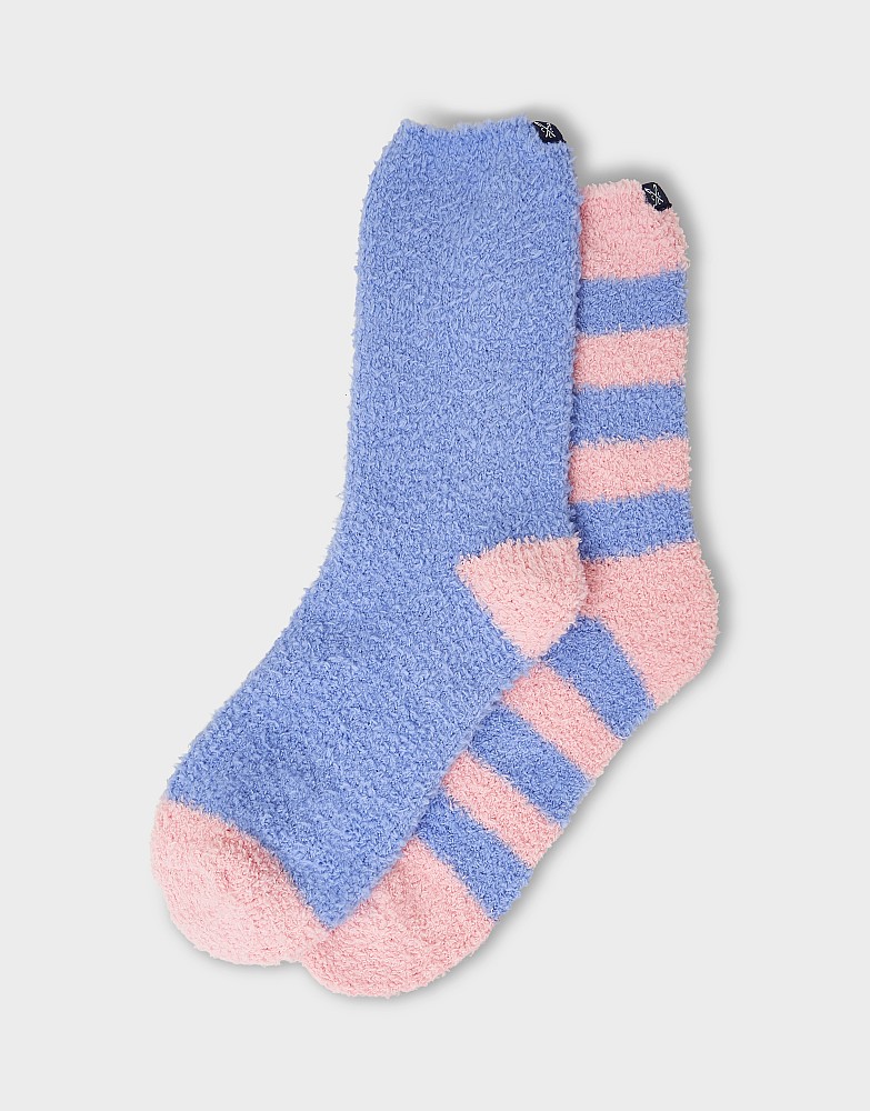 2-Pack Fluffy Socks in Blue & Pink Stripe