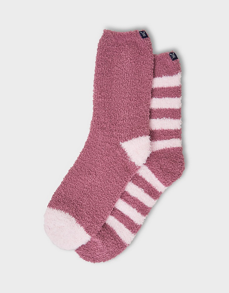 2-Pack Fluffy Socks in Rose & Pink Stripe