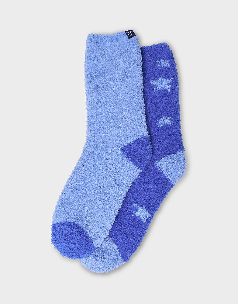 2-Pack Fluffy Socks in Blue Star
