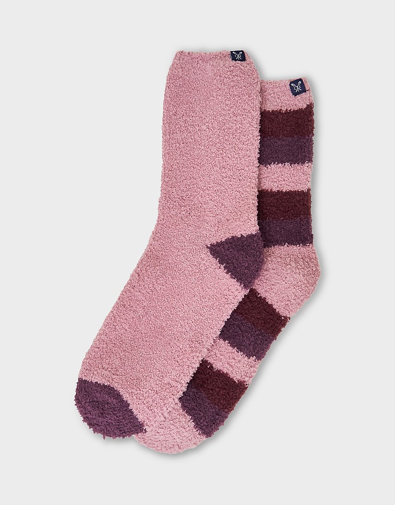 2 Pack Fluffy Socks in Pink & Burgundy