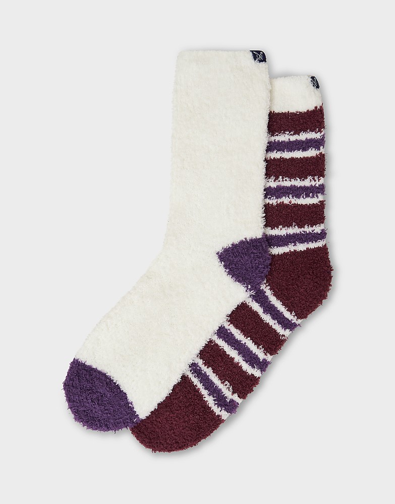 2 Pack Fluffy Socks in Red & Wine