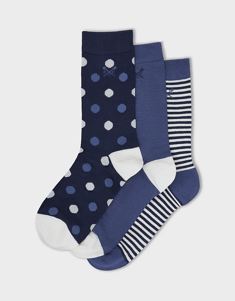3-Pack Bamboo Socks in Blue & Indigo