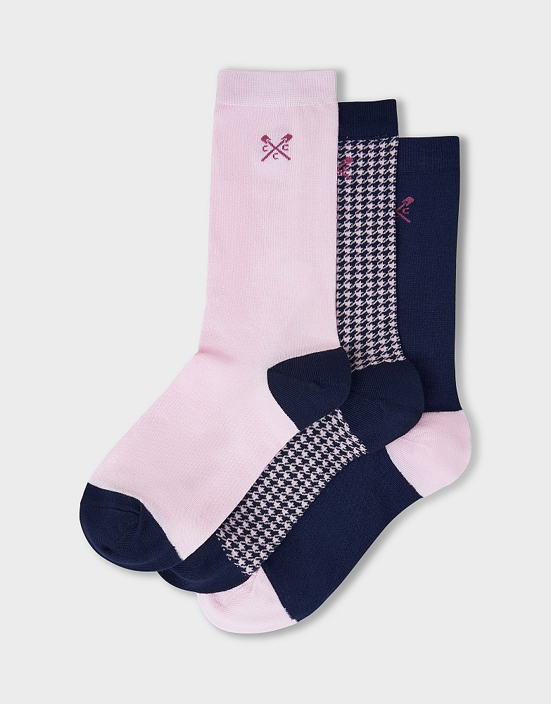 3-Pack Houndstooth Socks in Navy