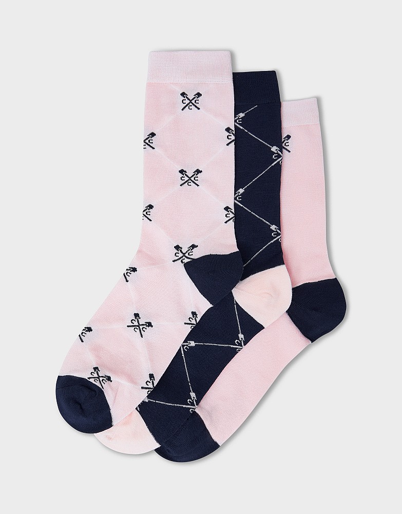 3-Pack Bamboo Socks in Navy & Pink