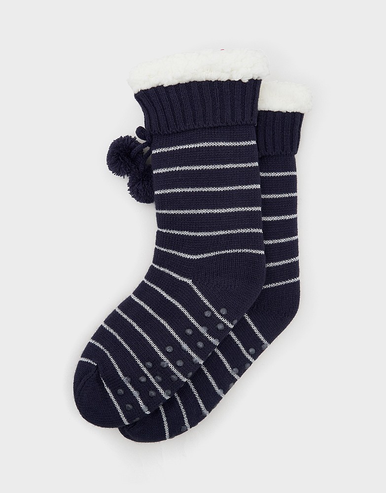 Cosy Socks in Navy and White Stripe