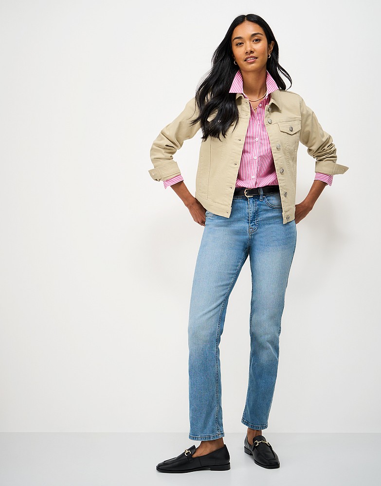 Denim Western Jacket in Stone Beige