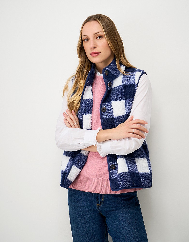 Borg Gilet in Blue Check
