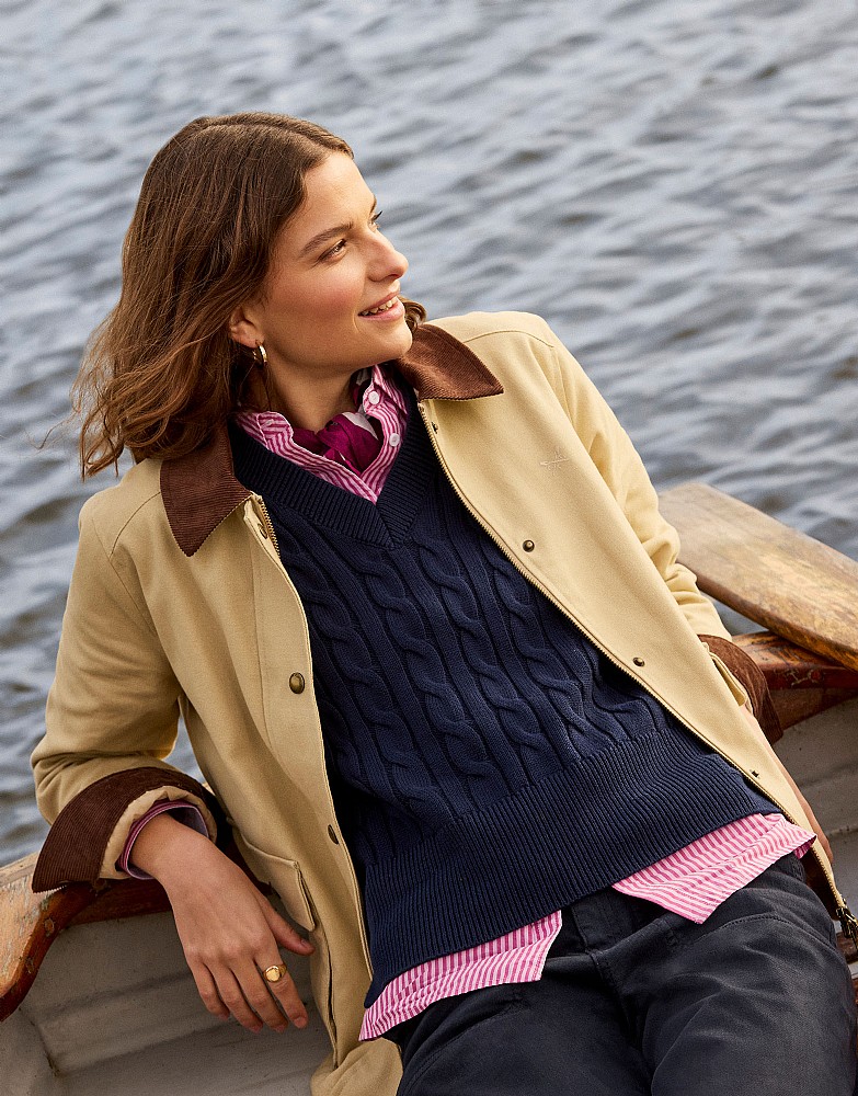 Shorter-Length Barn Jacket in Beige