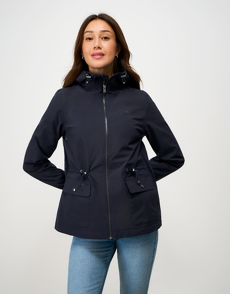 Hooded Showerproof Raincoat in Navy