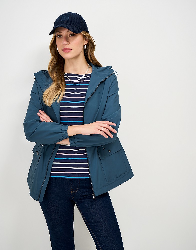 Hooded Showerproof Raincoat in Teal