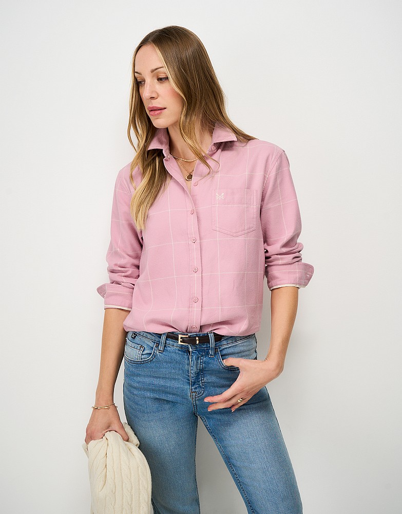 Relaxed Fit Flannel Shirt in Pink