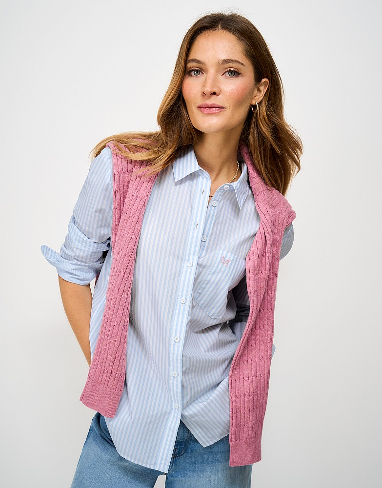 Relaxed Fit Cotton Poplin Shirt in Blue