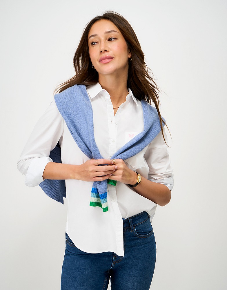 Relaxed Fit Cotton Poplin Shirt in White