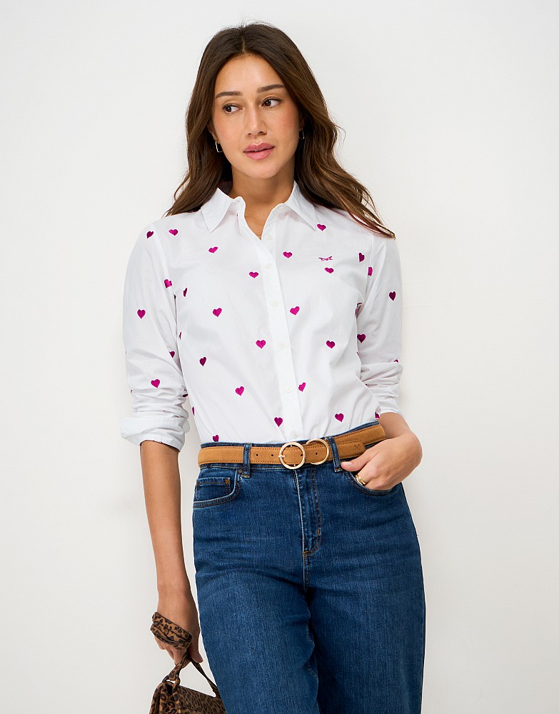 Lulworth Embroidered Hearts Shirt in White